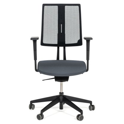 Equo Bürodrehstuhl, Schwarz, Netz, Xtreme Plus (PG0), Dunkelgrau YS171, C30 KST mit Sitztiefenverstellung, Standard 100 mm, Mit Armlehnen, Mit weichen Rollen 