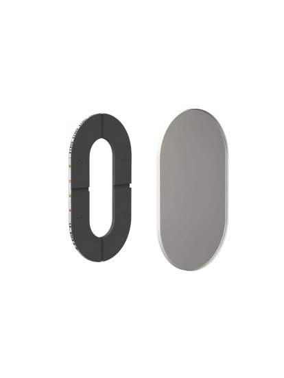 Unu Spiegel mit LED Beleuchtung oval (Set), H 80 x B 50 cm, Weiß matt