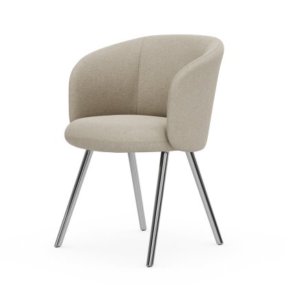 Mikado Armlehnstuhl, Vierbein-Untergestell, 4-Bein, Aluminium poliert, Nubia, Crème / perle, Filzgleiter für harte Böden