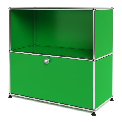 USM Haller Sideboard M, individualisierbar, USM grün, Offen, Mit Auszug